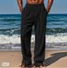 Men's Hawaiian Print Casual Pants - Summer Elastic Waist With Drawstring | Breathable & Comfortable Lightweight Trousers | Multiple Pockets_viptrois.com