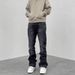 Men's Clothing Vintage Washed Black & Blue Splash Ink Straight-Leg Slightly Flared Jeans For Men & Women – Comfortable Cotton Denim With Mid-Rise_viptrois.com