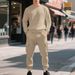 Men’s Loose-Fit Jacquard Sweatshirt Set – Casual Workwear & Commuter Outfit For Autumn/Winter (Black/White/Army Green, M-XXXL)_viptrois.com