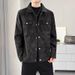 Men's Suede-Finish PU Leather Jacket – Slim Fit Vintage Biker Coat With Retro Zipper Details (M-XXXXL, Black/Tan)_viptrois.com