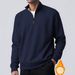 Men's Fleece-Lined High Neck Sweatshirt - Winter Zip-Up Thermal Top With Sherpa Interior, Slim Fit Pullover For Cold Weather_viptrois.com