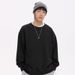 Pure Men's Loose Fit Plus Size Fashion Trend Versatile High Street Simple Solid Color Casual Pullover Crewneck Sweatshirt_viptrois.com