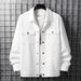 Men's Clothing Spring And Autumn Men's Casual Jacquard Small Plaid Loose Coat Shirt_viptrois.com