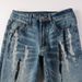 Loom American High Street Graffiti Slim Fit Ink Splash Jeans Men's Stretch Long Pants 6907_viptrois.com