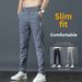 Men's Summer Thin Casual Pants, Breathable, Ice Silk, Elastic, Straight Leg, Loose Fit, Quick-Drying Pants, Trendy, Versatile, Long_viptrois.com