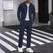 Men's Casual Corduroy Suit Set - Pure Color Button-Up Shirt With Dual Pockets & Matching Long Pants_viptrois.com