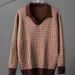 YWFG Men's Waffle Knit Sweater - Loose Fit V-Neck Pullover Long Sleeve Casual Top For Autumn (Brown, S/M/L/XL)_viptrois.com