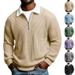 Men's Half-Zip Collar Sweatshirt – Color-Block Grid Design, Breathable Long Sleeve For Gym & Casual Wear_viptrois.com
