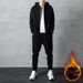 Pure Cotton Velvet Casual Sports Suit Men's Cardigan Sweater Suit Thickened Hooded Jacket Men's Clothing_viptrois.com