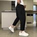 Men's Tapered Casual Trousers Lightweight Straight Leg Workwear Ankle Pants Black Relaxed Fit S-3XL_viptrois.com