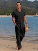 Men's Clothing Summer Sports Short Sleeved + Long Pants Two Piece Men's Casual Suit Hawaiian Beachwear Short Sleeved Shirt_viptrois.com