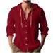 Men's Oversized Hooded Button-Up Shirt – 100% Cotton Long Sleeve Beach Cover-Up With Breathable Linen Feel (S-XXXL, 8 Colors)_viptrois.com