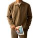 Autumn And Winter Collar Solid Color Sweater Casual Loose Pullover Knitted Sweater Wearing Tie Up Clothes_viptrois.com