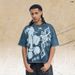 American-syle Washed Disressed Shor T-shir Wih Full Porrai Prin And Oversized Design, One-piece Raglan_viptrois.com