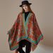 Apparel Accessories autumn and winter double-sided plain shawl with stripes plaid cashmere cape coat warm scarf_viptrois.com