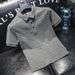 Men's Clothing High End Lapel Short Sleeved Polo Shirt Men's Summer Flocking Printing Slim Business Short Sleeved T Shirt E1923_viptrois.com
