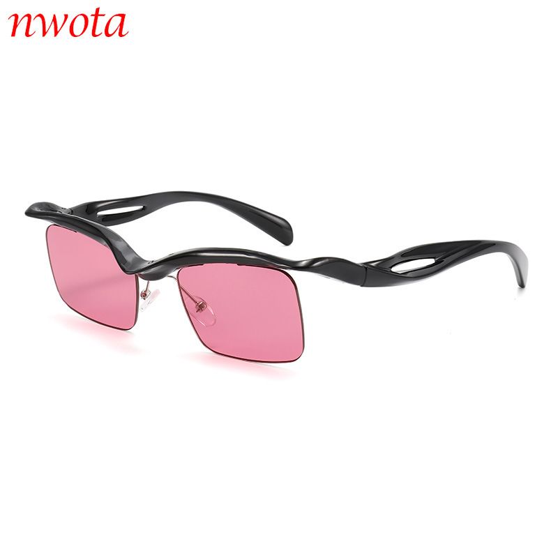 New Cross Mirror Sunglasses Square Frame Sunglasses Men And Women Special Shaped Half Frame Eyebrows Personality Sunglasses_viptrois.com