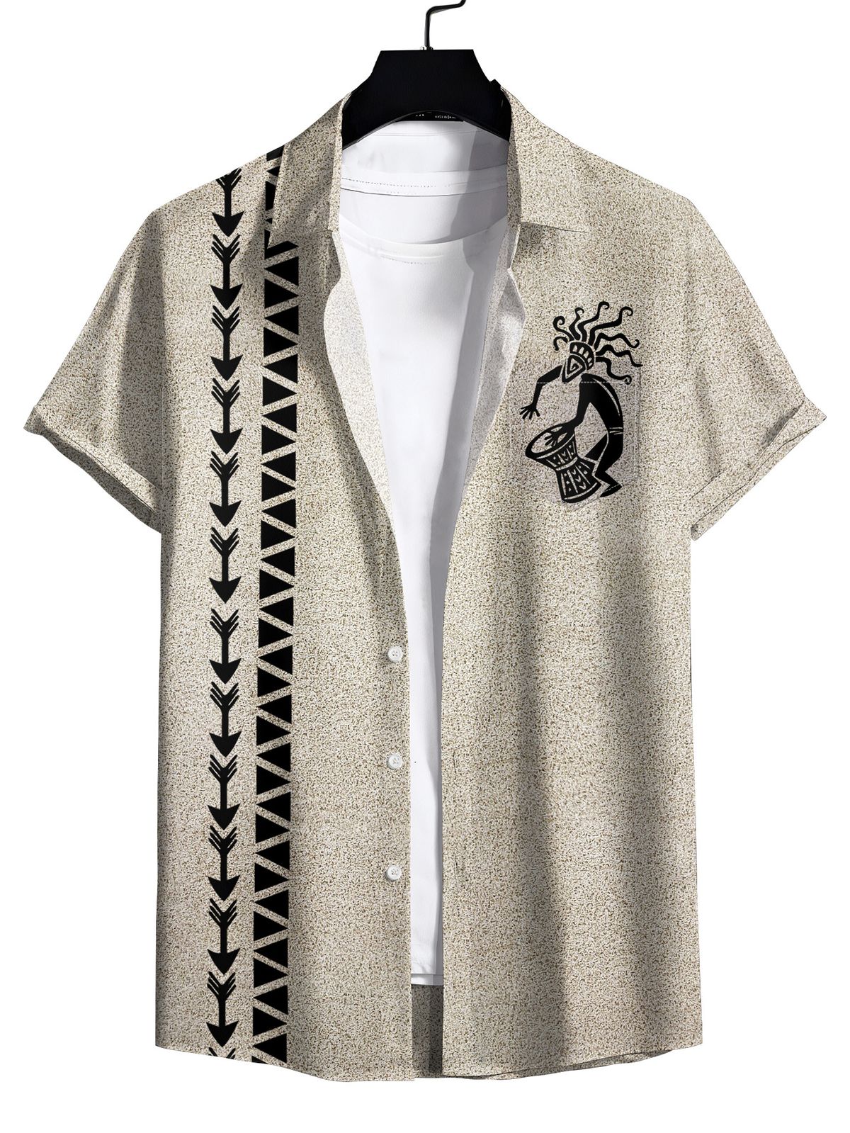 Casual Versatile Digital 3D Printing Short Sleeved Men's Casual Shirt Summer_viptrois.com