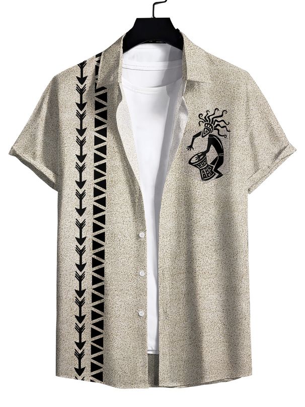 Casual Versatile Digital 3D Printing Short Sleeved Men's Casual Shirt Summer_viptrois.com