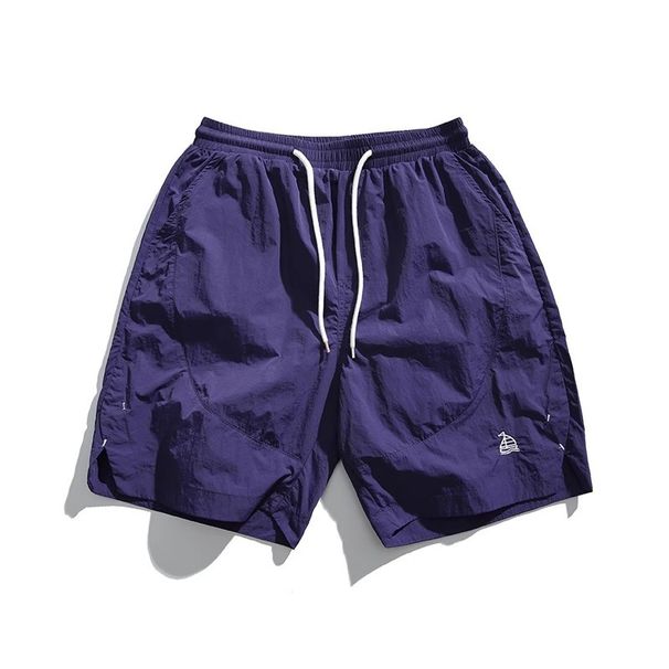 Ice Silk Breathable Casual Men 2025 Summer New Loose Embroidered Trendy American Style Sports Shorts_viptrois.com