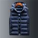 Men's Cotton Hooded Vest With Stand Collar, Loose Fit Winter Vest For Plus Size, Warm Fleece Lined Casual Outerwear_viptrois.com
