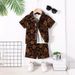 Kid's Clothing 2-Pack Boys Teen Floral Jacquard Short Sleeve Shirt & Elastic Waist Casual Shorts_viptrois.com