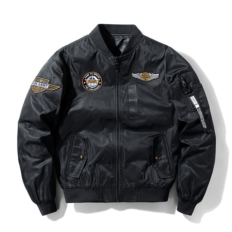 Men's Reversible Streetwear Bomber Jacket – Slim-Fit Stand Collar Aviator Coat With Zipper Details (Regular/Long Sleeve, S-7XL)_viptrois.com