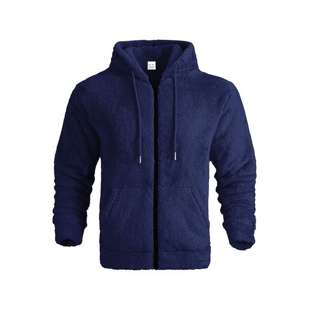 Men's Clothing Thick Warm Double Sided Fleece Jacket Zipper Loose Thickened Fleece Hooded Zip-Up Jacket - Winter Warm Loose Fit Casual Outerwear_viptrois.com