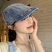 Spring Autumn Washed Denim Forward Large Head Circumference Face-Slimming Beret Japanese And Korean Versatile Newsboy_viptrois.com