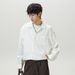 Monochrome Man- Velvet Feel Cuban Collar Long Sleeve Autumn Vintage Old Money Style Textured Shirt Oversized Jacket Q_viptrois.com