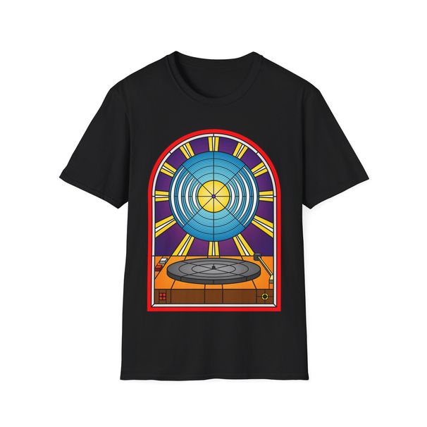 Vinyl Album T-Shirt Mens Womens Tees Top, Stained Glass Tee, Retro Music Tee, DJ Top, Ornamental Art_viptrois.com