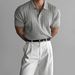 Men's Clothing Niche Short Sleeved Knitted Polo Shirt Men's Summer American Fitness Slim Stretch T Shirt Lapel Retro Top_viptrois.com