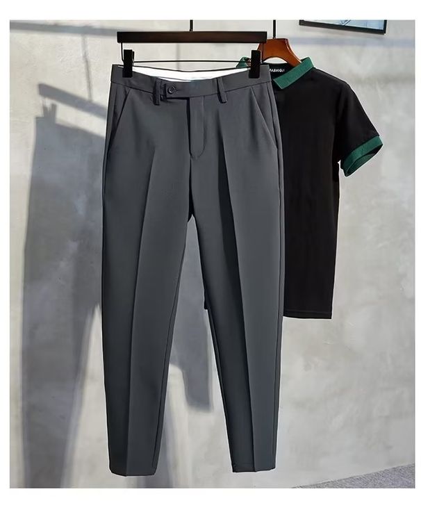Men's Clothing Casual Pants Spring And Autumn Summer Thin Elastic Suit Pants Nine Point Trousers_viptrois.com