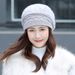 Outdoor Knitted With Fleece Lining, Thickened Beret, Korean Style Hat, Rabbit Fur For Women, Winter Warm Hat_viptrois.com