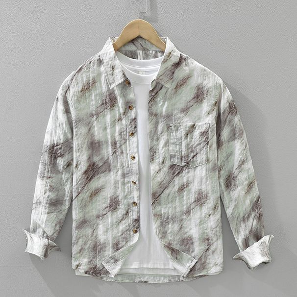 Trendy Tie Dye Long Sleeved Shirt For Men, Fashionable And Versatile, Artistic And Casual Loose Top_viptrois.com