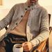 Men's Long Knit Cardigan With Lapel Collar & Button Design, Breathable Slim Fit Sweater For Autumn & Winter, Casual & Stylish_viptrois.com