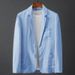 1 2023 Summer Solid Color Linen Men's Spring Youh Slim Fi Fashion Casual Thin Comforable Breahable Single Blazer_viptrois.com