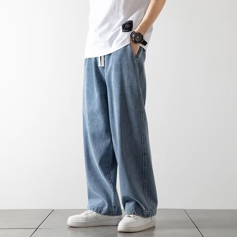 Men's Clothing Straight Jeans Spring And Summer Thin High Street Loose Wide Leg Pants Men's Long Pants_viptrois.com