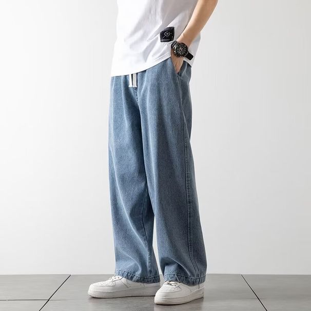 Men's Clothing Straight Jeans Spring And Summer Thin High Street Loose Wide Leg Pants Men's Long Pants_viptrois.com