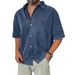 Women’s Retro Short-Sleeve Shirt – V-Neck Casual Blouse In Solid Colors (Navy/Green/Black, S-5XL)_viptrois.com