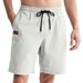 Men's Cotton Linen Shorts Straight Leg Solid Color Breathable Drawstring Elastic Waist Daily Beach Casual Five Point New_viptrois.com
