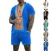 2024 Short Shorts Cool Hole Fabric, Lapel Cardigan, Short Sleeved Set, Men's Summer Two-piece Set_viptrois.com