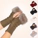 Men's Gloves New knitted gloves fur half finger computer gloves fur warm spot autumn and winter medium and long rabbit fur_viptrois.com