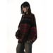Round Neck Striped Contrasting Sweater Autumn And Winter New Loose Plush Knit Sweater_viptrois.com