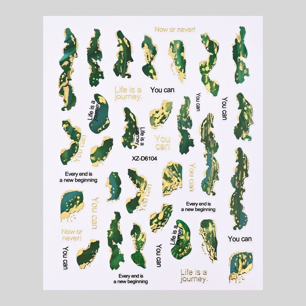 2025 New Marble Nail Stickers - Sweet & Cool Gold Foil Marbled Ombre 3D Self-Adhesive Nail Decals_viptrois.com