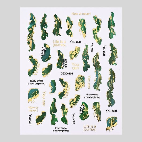 2025 New Marble Nail Stickers - Sweet & Cool Gold Foil Marbled Ombre 3D Self-Adhesive Nail Decals_viptrois.com