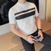 2024 Summer New Men's Short-sleeved T-shirt Chest Patch Contrasting Color Men's Elastic Half-sleeved Bottoming Shirt Round Neck Tide_viptrois.com