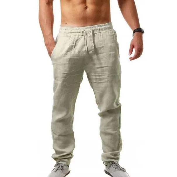 Men's Pants KB 2021 Cotton Linen Male Summer Breathable Solid Color Trousers Fitness Streetwear S-3XL_viptrois.com