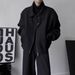 2025 Spring/Autumn New Loose Dark Style Design Wide Shoulder Flying Jacket For Men, Simple And Fashionable Flip Collar Short Long Sleeve Jacket_viptrois.com