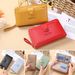 Coin Purse Smooth Zipper Press Button High Capacity Horizontal Multifunction Pocket Storage Delicate Sewing Long Fold Female Clutch Bag For Work_viptrois.com